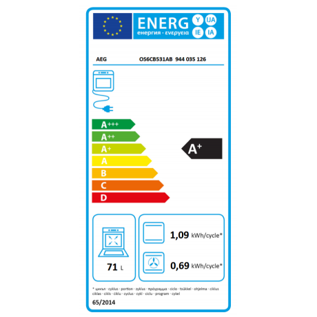 AEG OS6CB531AB 6000 SurroundCook Εντοιχιζόμενος Φούρνος 71lt WiFi Π59.6εκ. Α+ Μαύρος